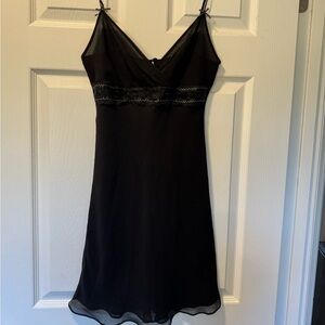 Chic Black Lace Detail Slip Dress